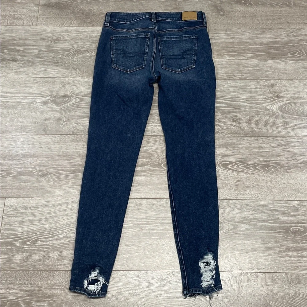 NWOT American Eagle The Dream Jean Hi Rise Jegging Distressed Hem 4